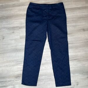 Charter Club Newport Slim Ankle Floral Blue Pants Size 8